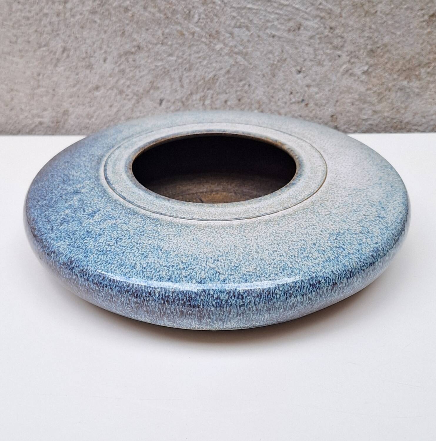 Flat ceramic vase by Nadia and Alain Pinel
