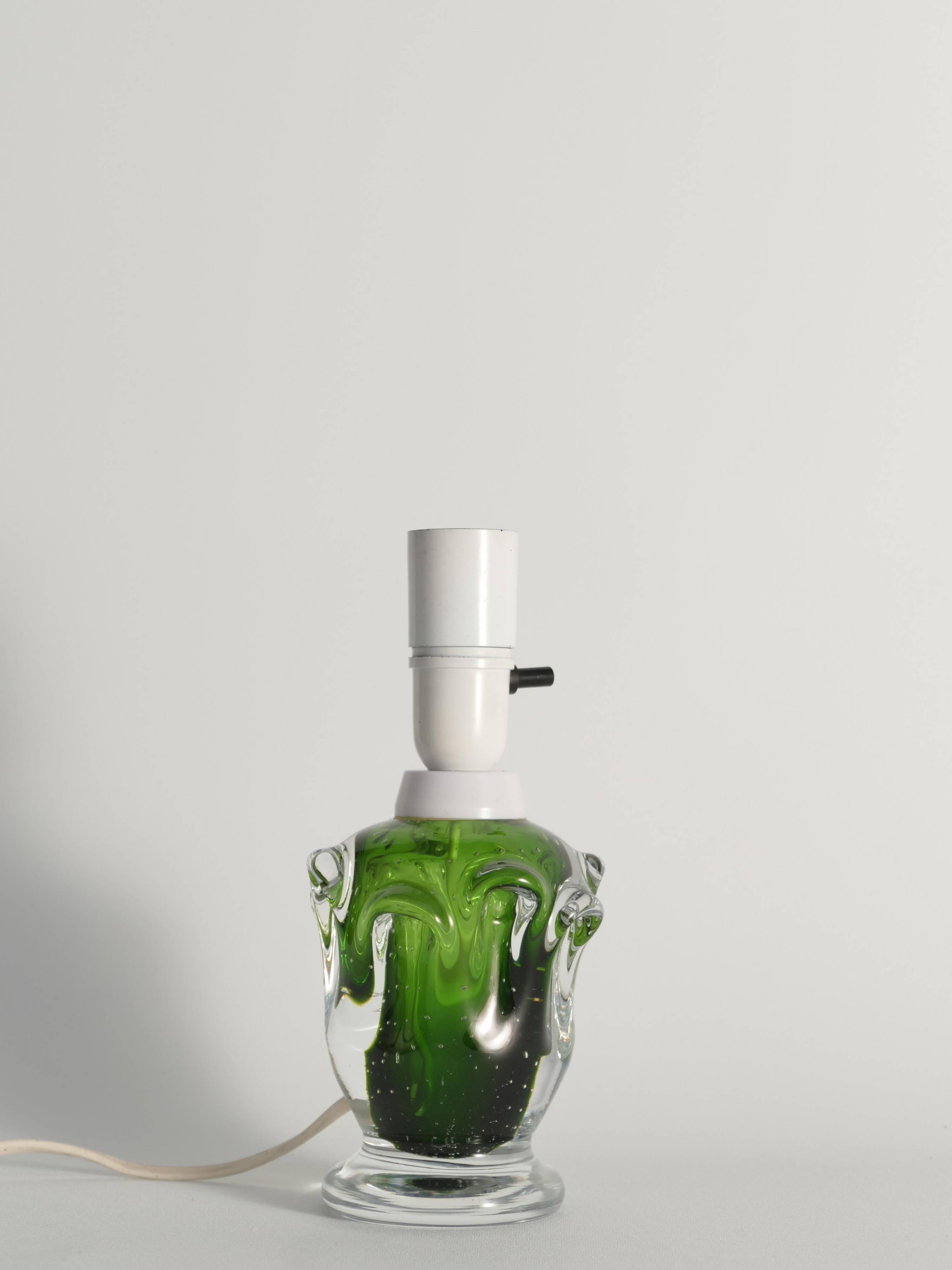 Green Glass Table Lamp Börne Augustsson, Åseda, 1950s