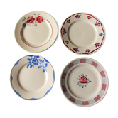 Lot 4 plates Art Deco mismatched Badonviller Digoin