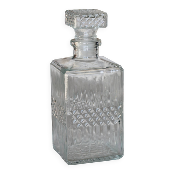 Carafe à whisky vintage en verre pressé