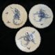 3 assiettes plates en faience e.bourgeois Paris