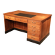Double administrative desk with cupboard and drawer.