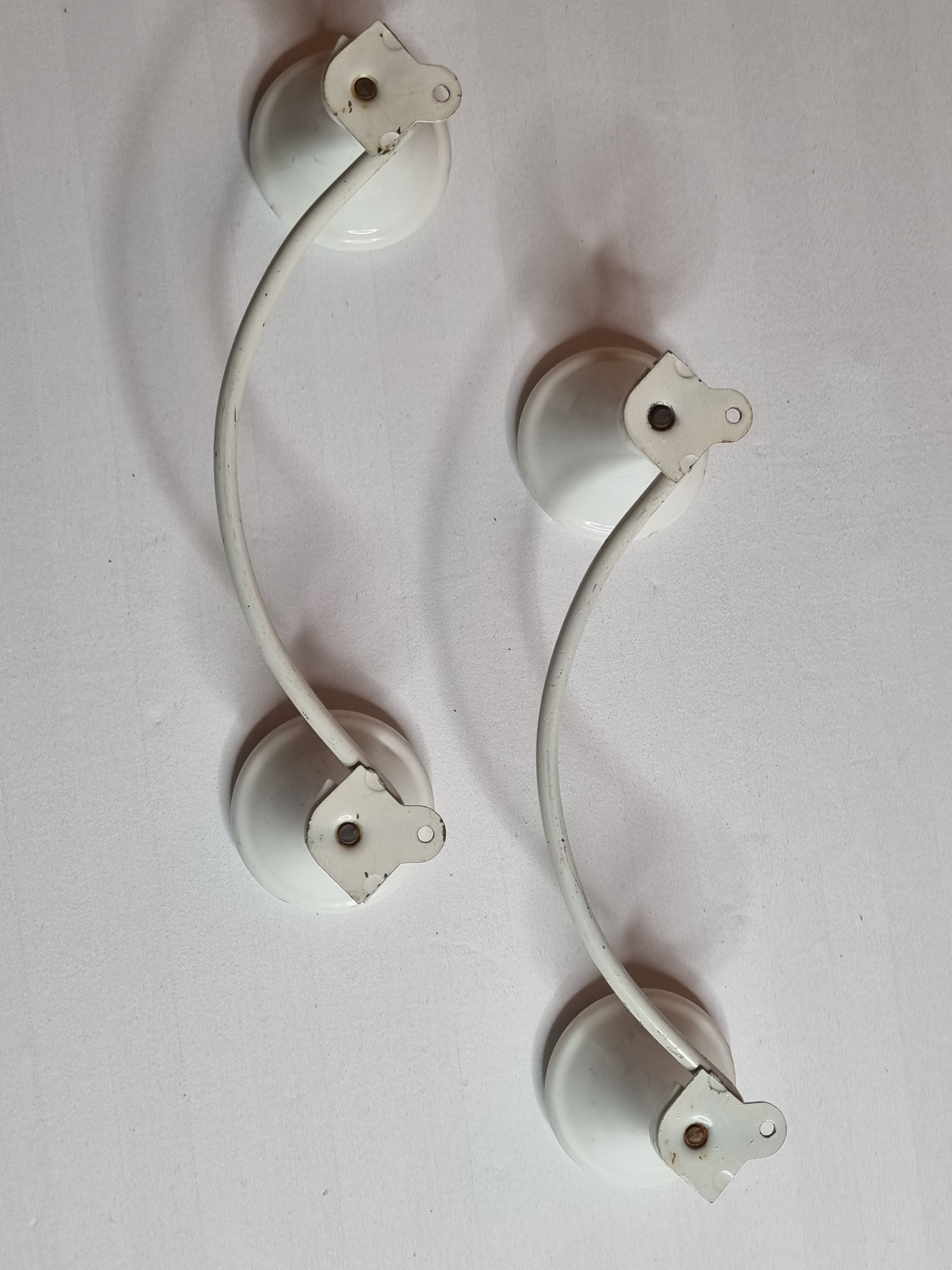 Pair of vintage, white and silver coat racks, 60s