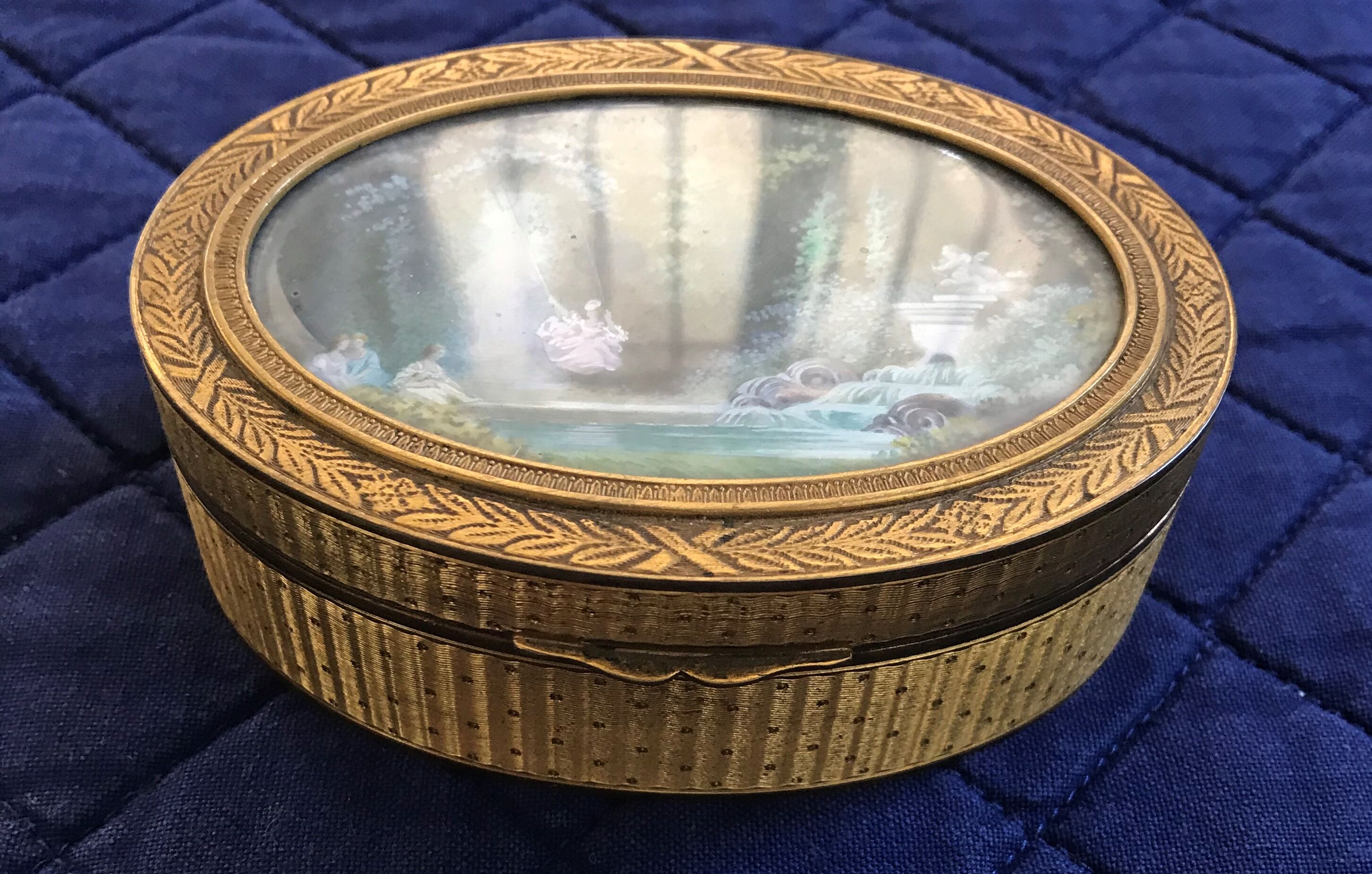 Gilded metal box with watercolor miniature