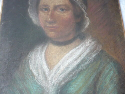 Portrait pastel woman maroufle on canvas early 19th century