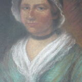 Portrait pastel woman maroufle on canvas early 19th century