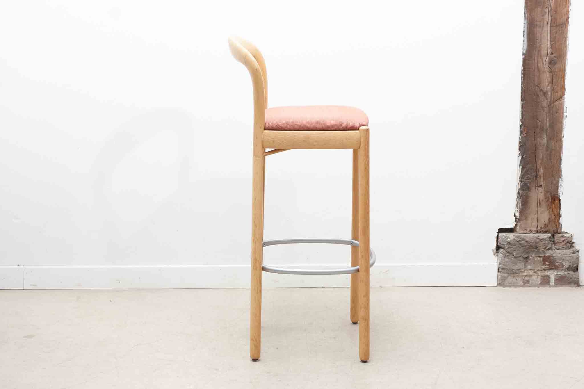 Bruno Rey style high chair in pale red and beech