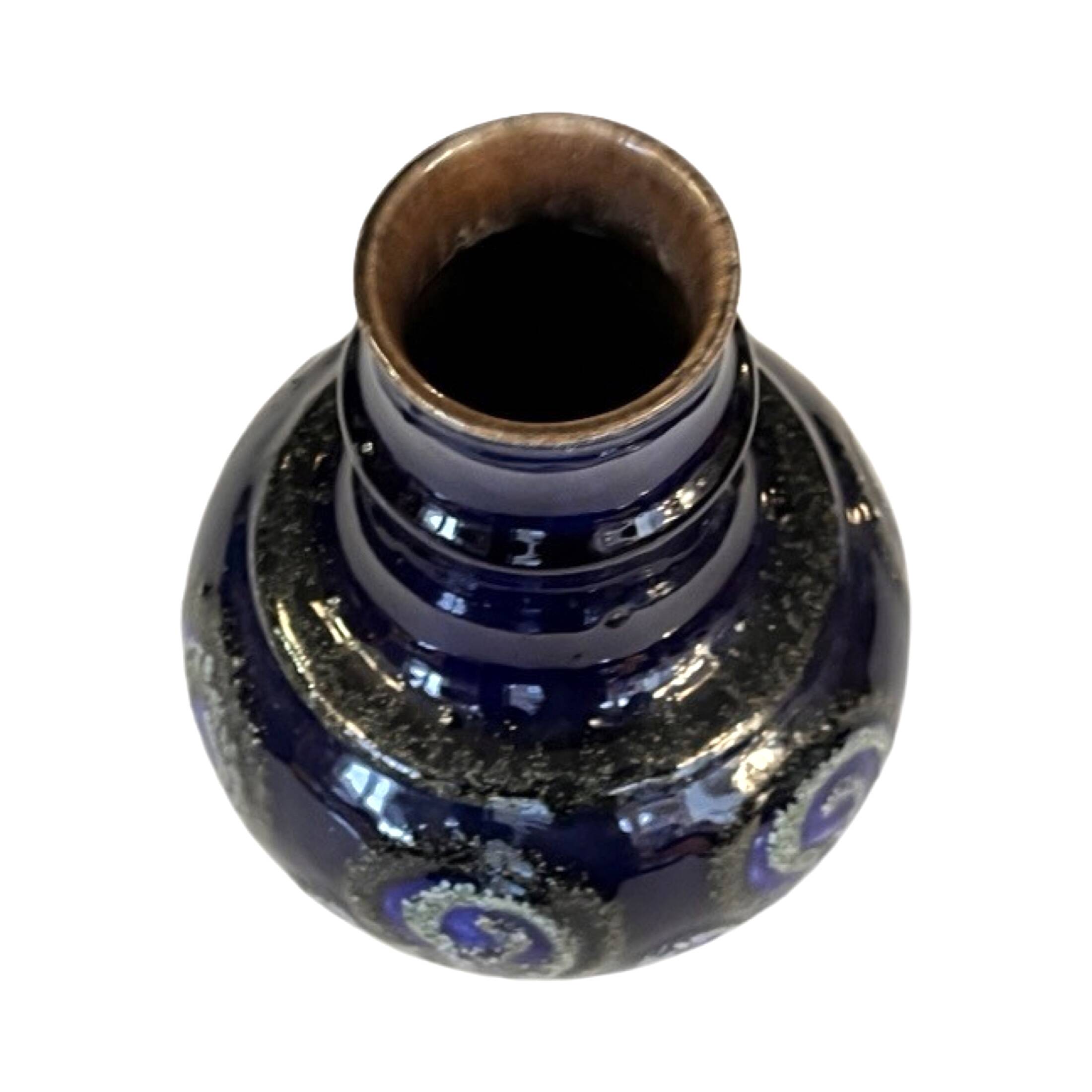 Strehla Keramik cobalt ceramic vase, Germany 1960s.