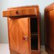 Art Deco bedside tables in oak with an inlaid marble top.