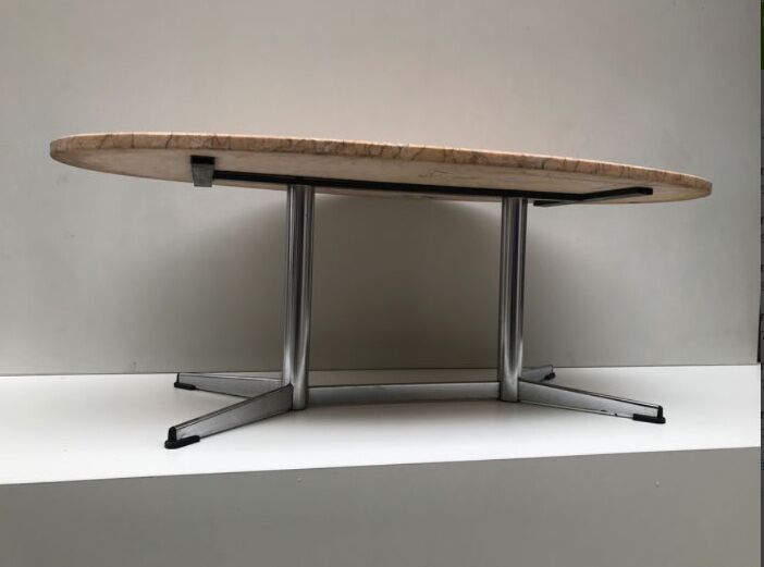 Steel coffee table with marble top