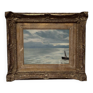 Léon Frédéric (1856-1940) Paysage marin, Heyst, huile sur toile signée