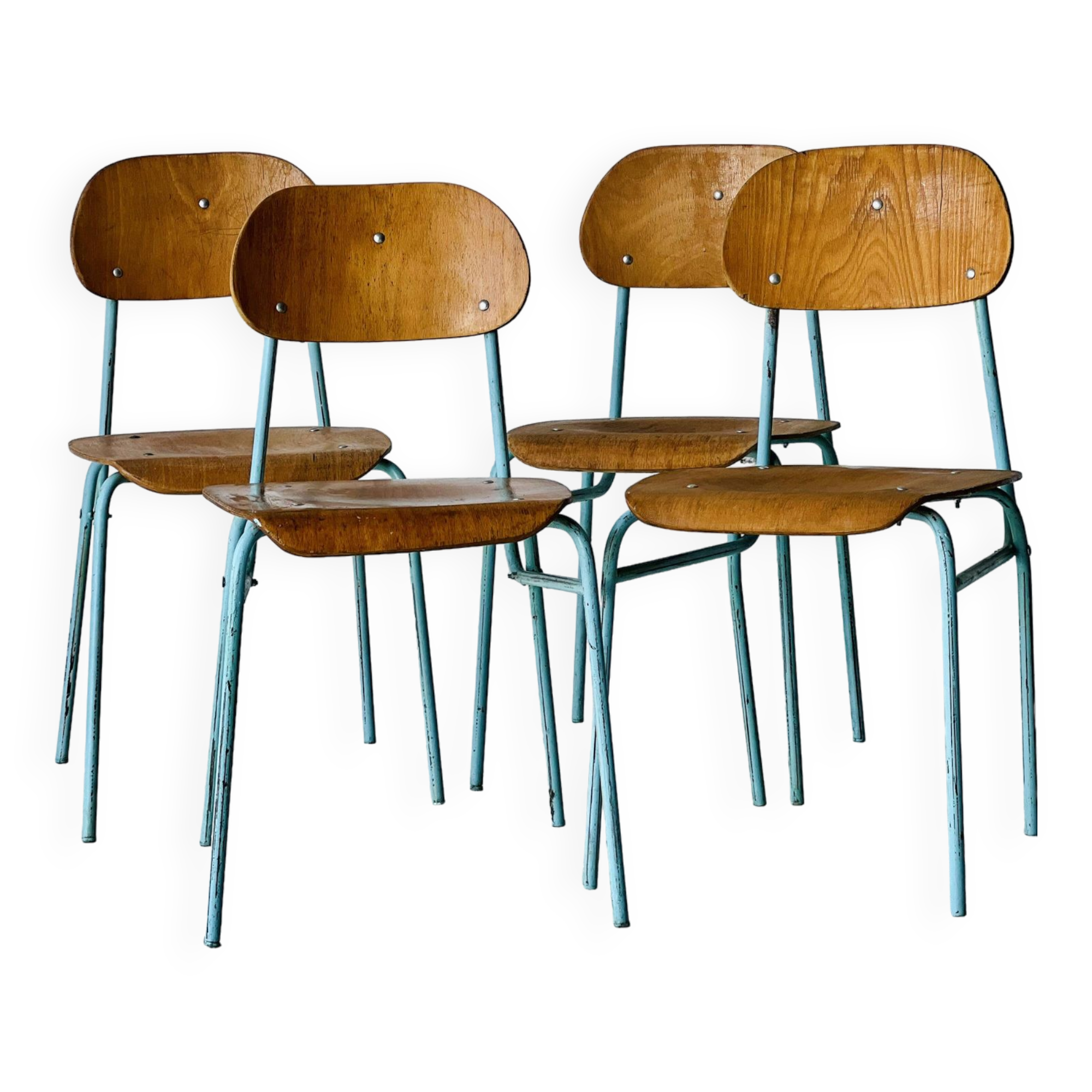 Industrial School Chairs, set of 4