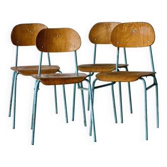 Chaises d'école industrielle, lot de 4