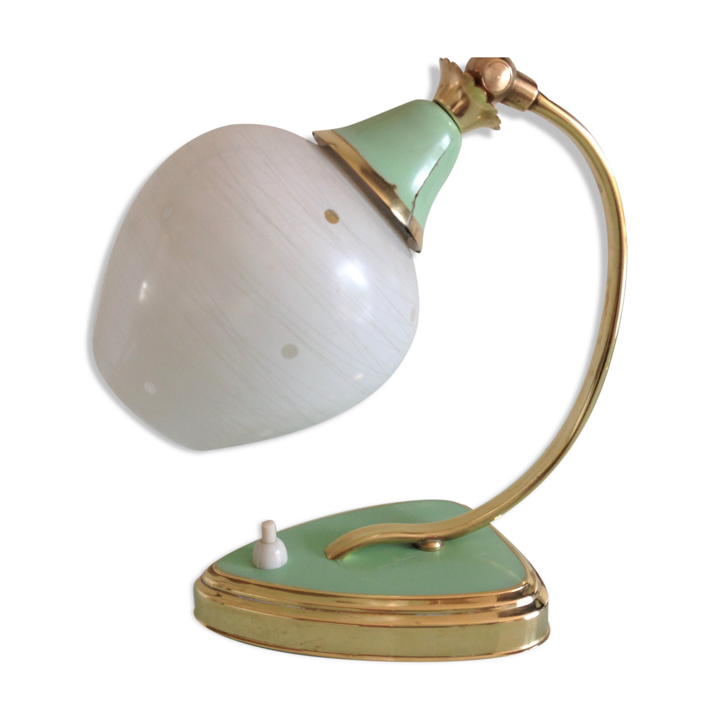 Bedside lamp brass and opaline / vintage 50s-60s