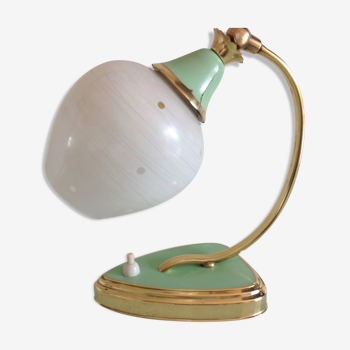 Lampe de chevet laiton et opaline / vintage années 50-60