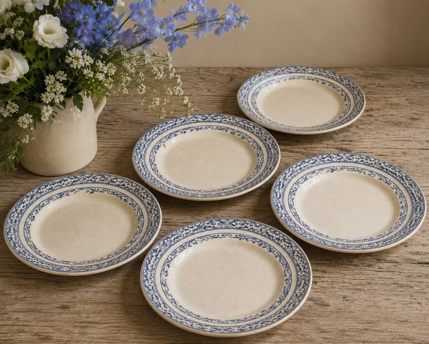 5 plates Creil and Montereau model Colbert – Ironstone 1890-1895