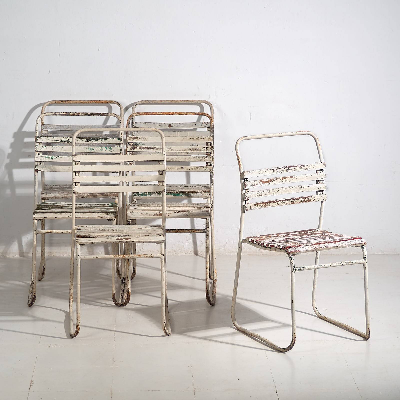 Antique white outdoor chairs (circa 1920). Set of 4