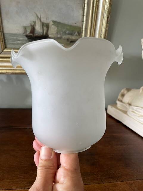 antique tulip lampshade in frosted glass