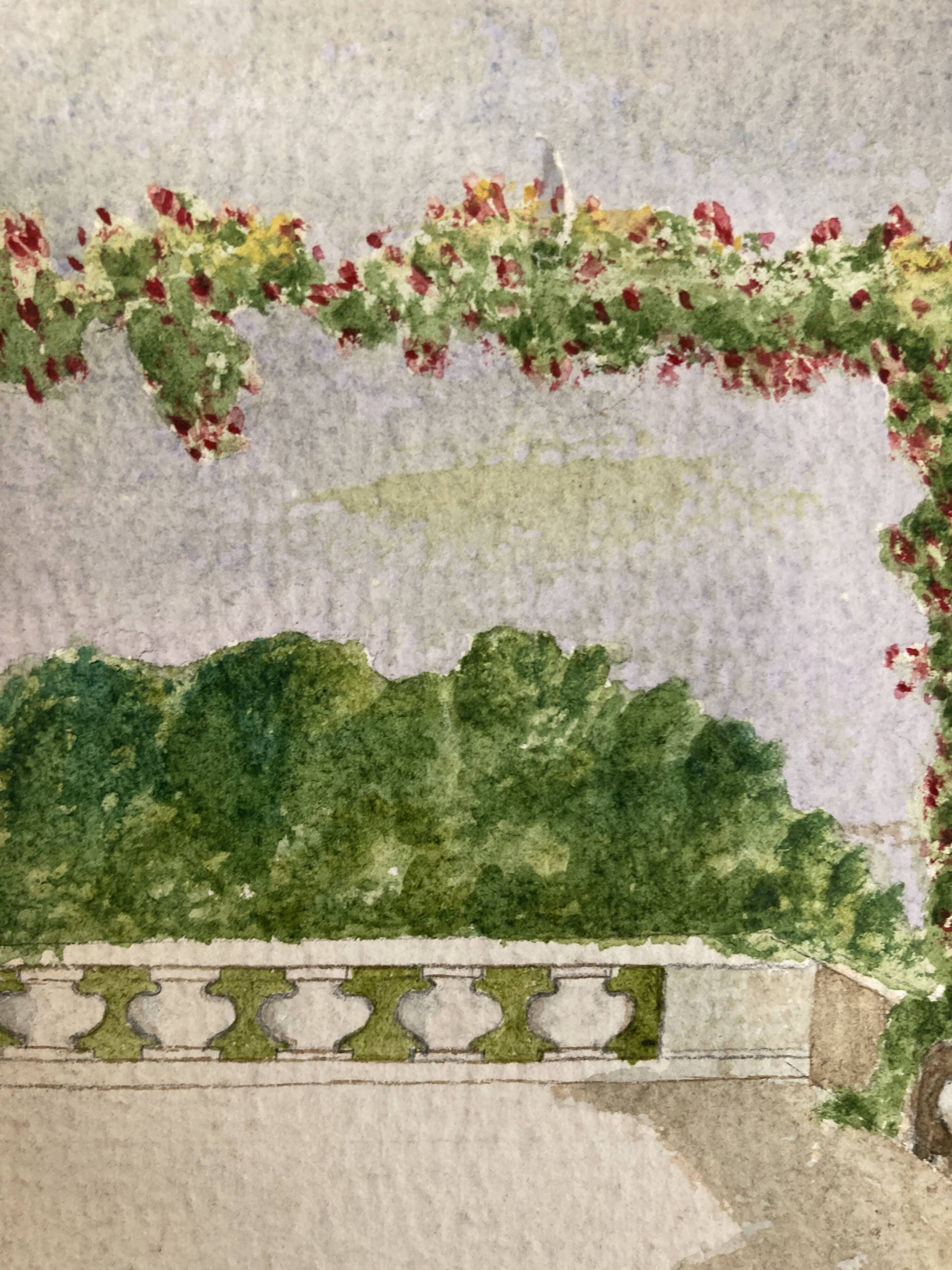 Watercolor seaside landscape recto/verso