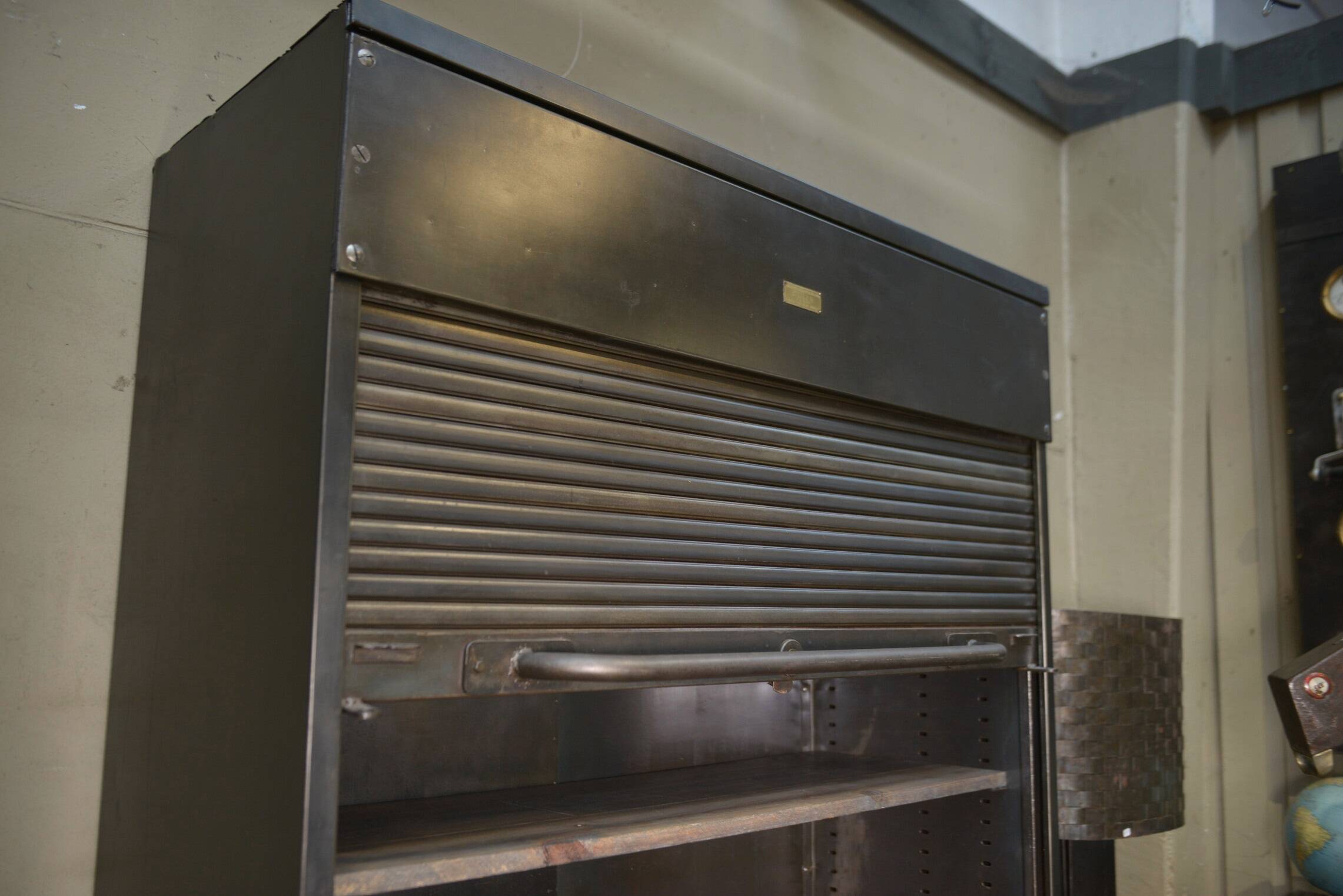 "Ronéo" 1950s Metal Shutter Filing Cabinet