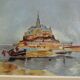 Mont Saint Michel Normandy seascape painting signed 57 x 49 cm