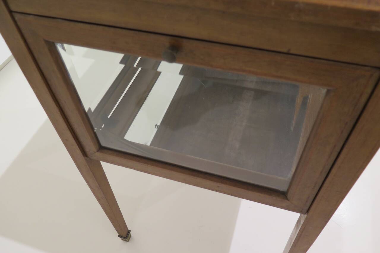 Marquetry table with display case