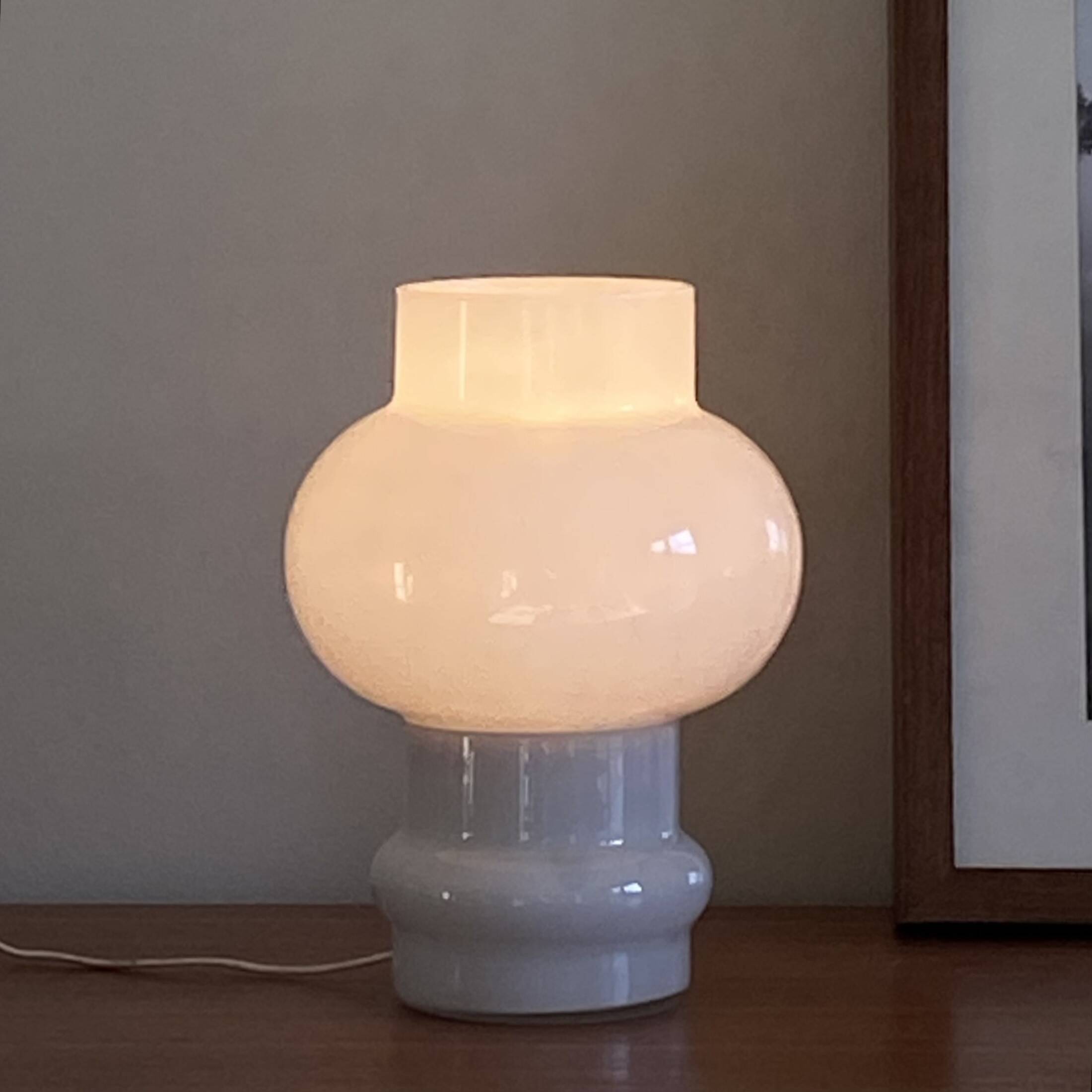 Vintage 60s white opaline glass table lamp LAMP-7146