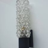 Black wall light with structured glass in Arlus style