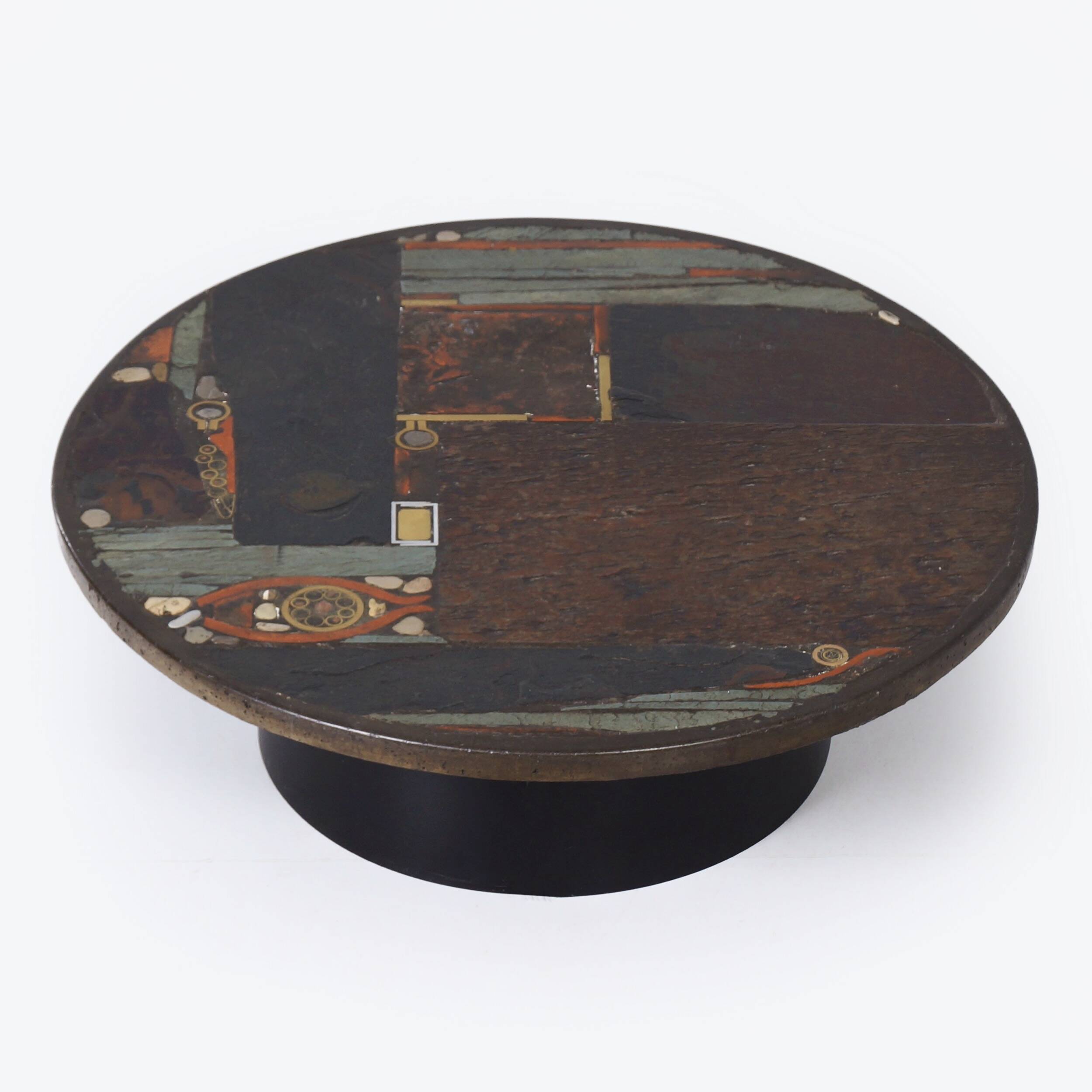 Coffee table by Paul Kingma, 1979 – Mosaic in earth tones, Ø100 cm