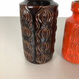 Set of three vintage pottery fat lava 'onion' vases made by Scheurich, Germany