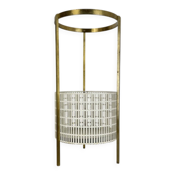 Midcentury Brass Mategot Style Hollywood Regency Umbrella Stand, France 50s