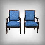 Pair of mahogany armchairs, Restoration period – early 19th century