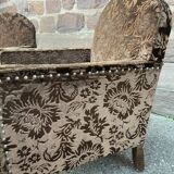 Pair of 1930 vintage art deco club armchairs in velvet