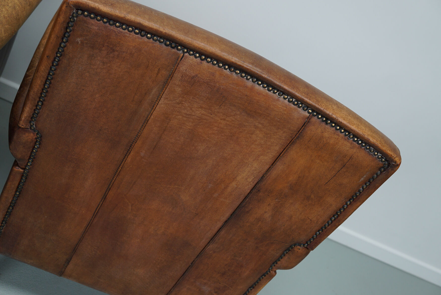 Vintage dutch cognac colored leather club chairs