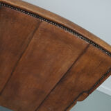 Vintage dutch cognac colored leather club chairs