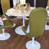 Tulip dining table in marble and lacquered steel 110cm. Seventies design