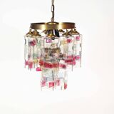 Muranoglass and brass chandelier attributed to Poliarte