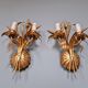 Pair of Italian wall sconces in gilded metal