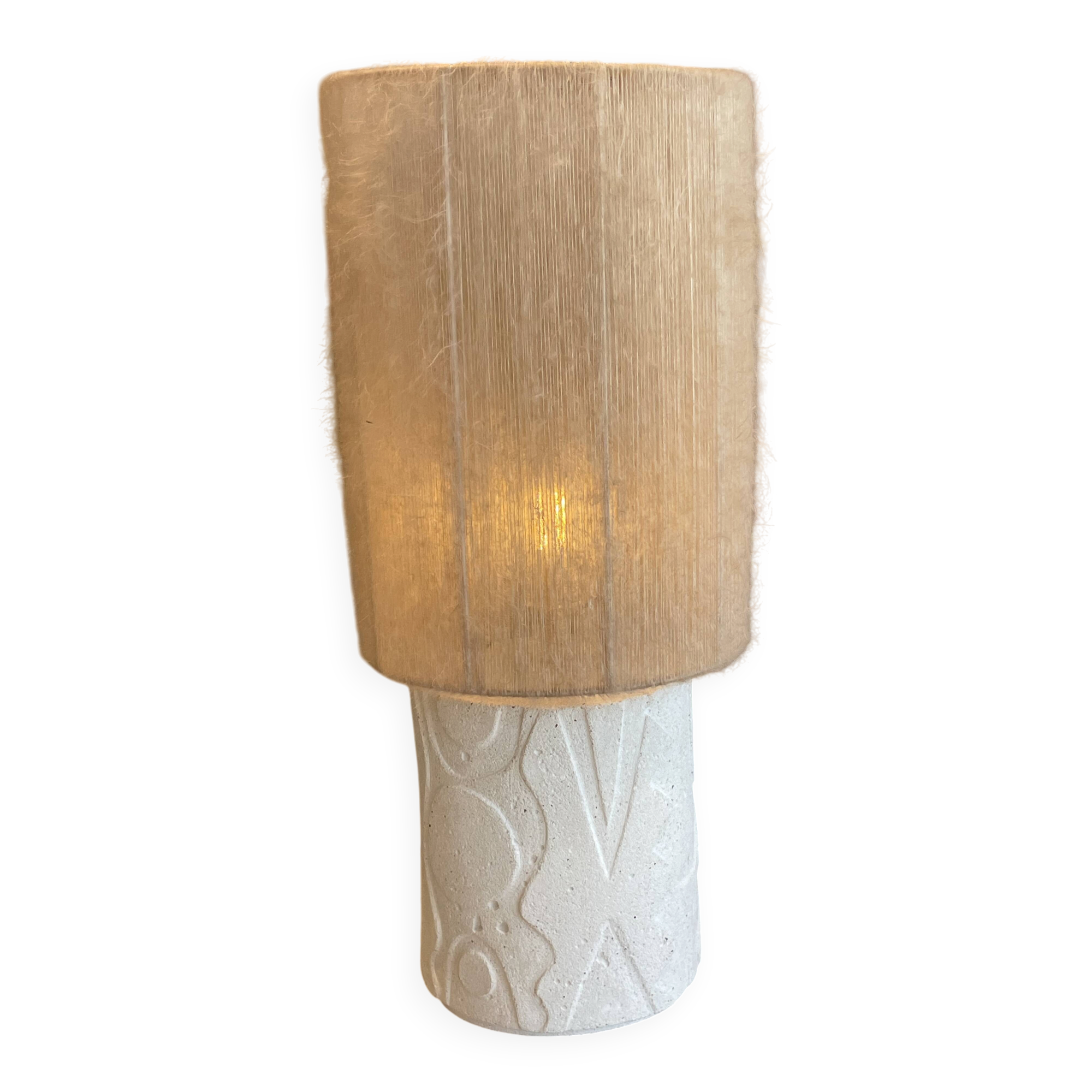 concrete and mohair table lamp