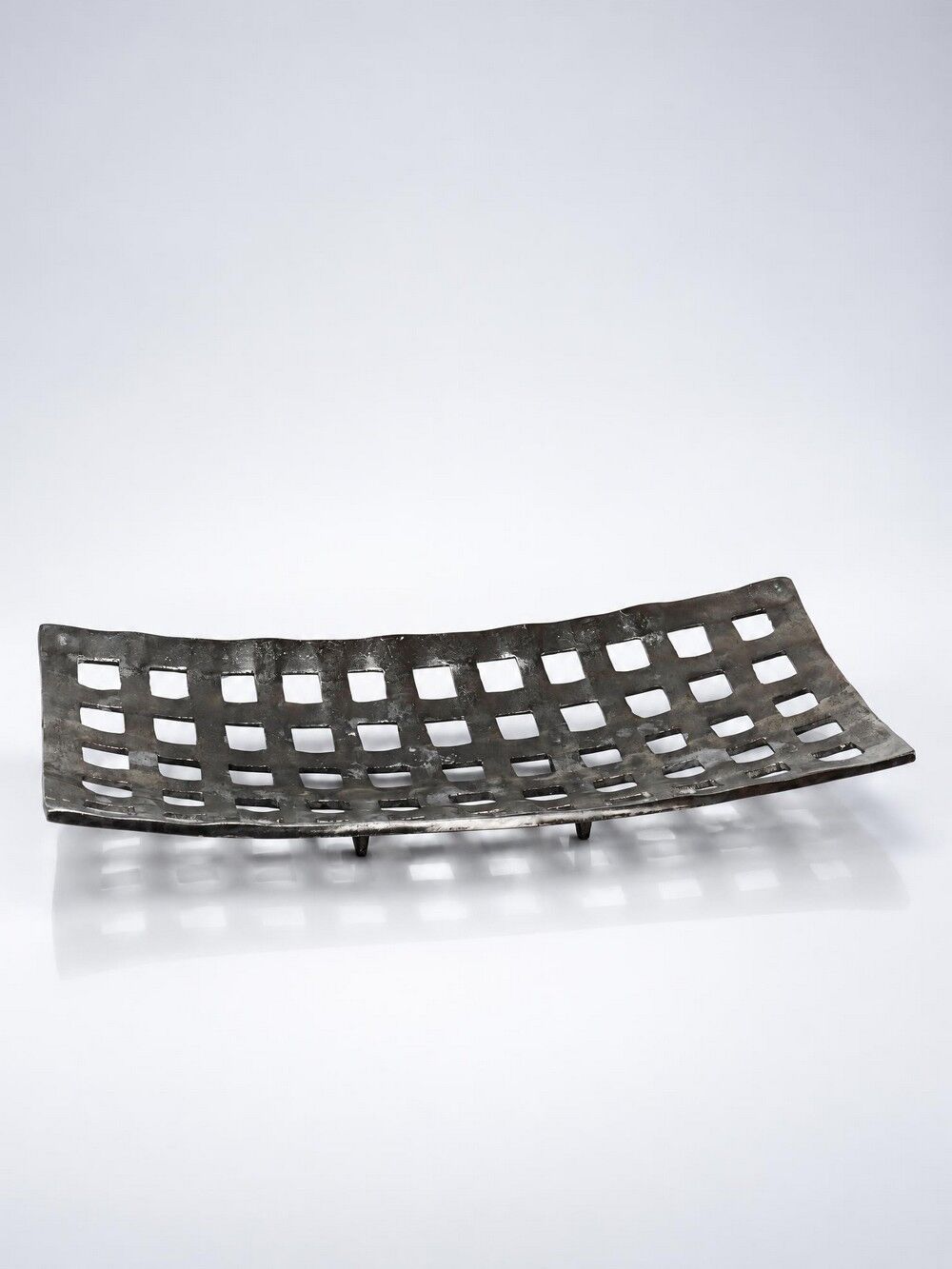 Vintage PTMD Home Collection perforated metal basket, brutalist style.