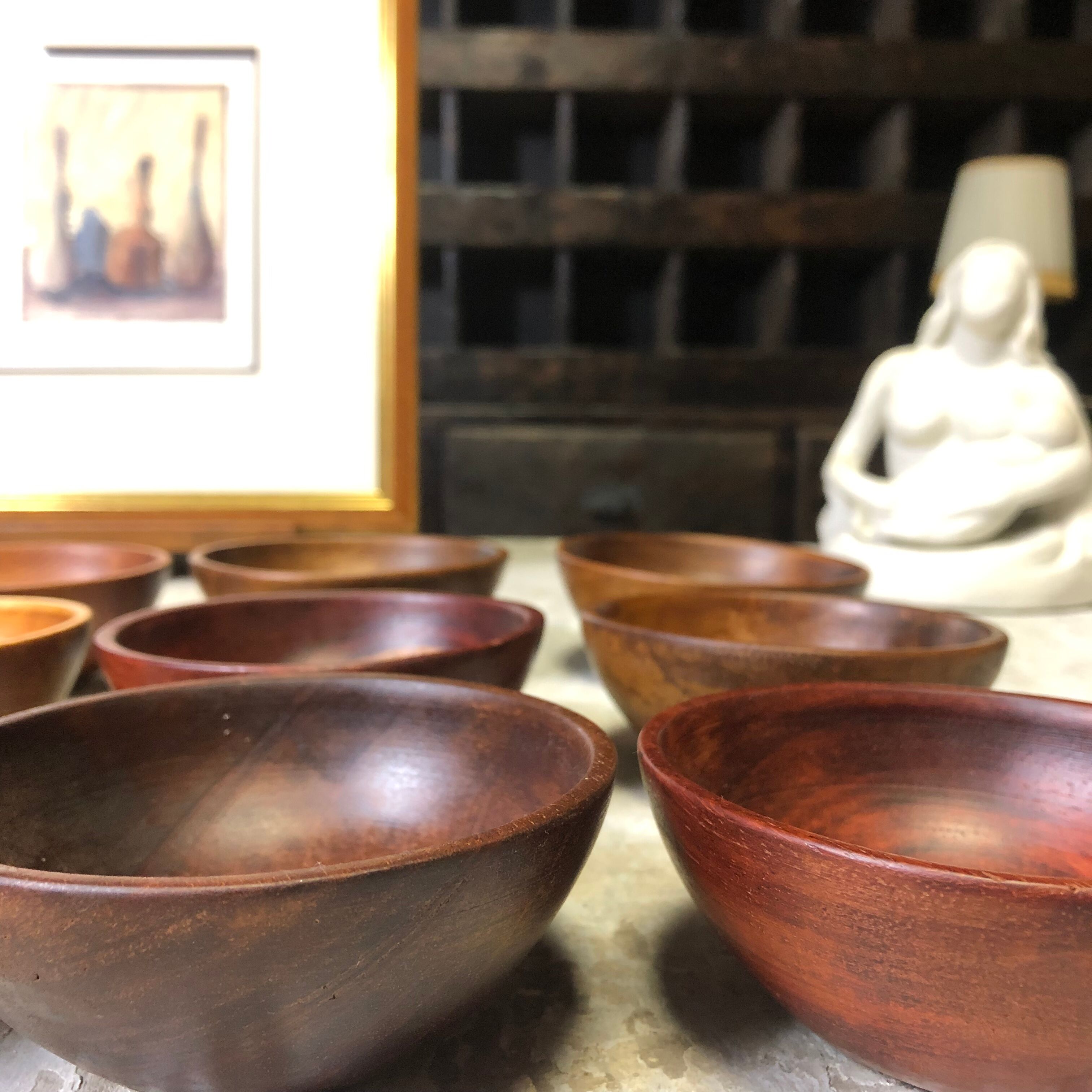 Set of 12 wooden bowls