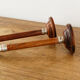Pair of Indian candle holders, wood and silver metal
