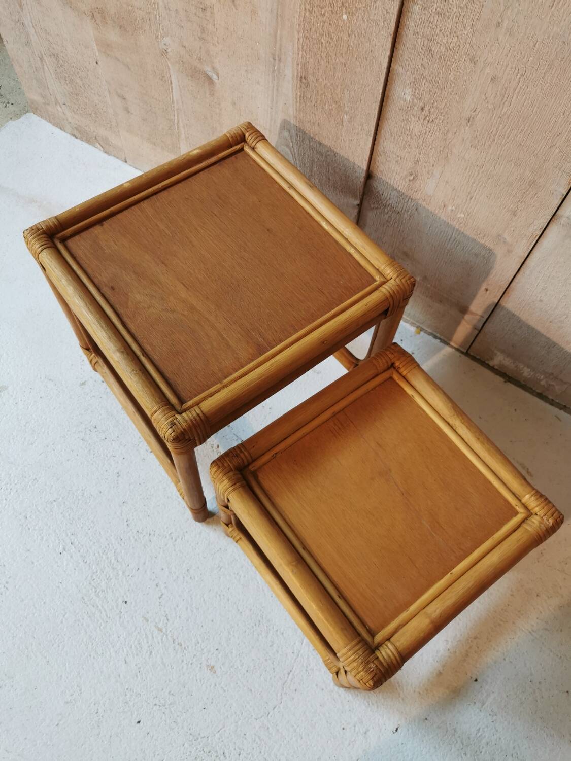Rattan nesting tables