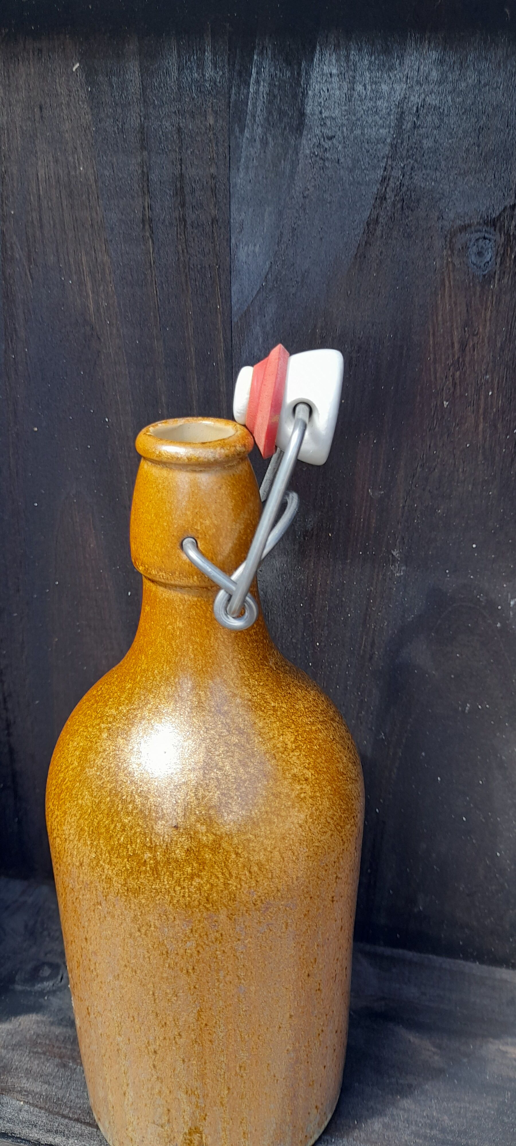 Bouteille/vase/soliflore en grés émaillé, rétro 50's marque MKM