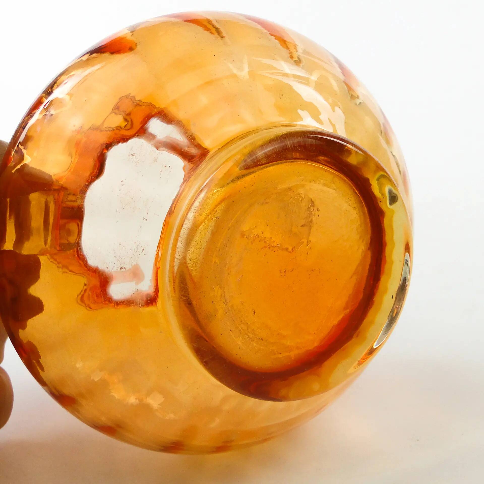 Mid-century modern vase, orange glass, Poland, 1970s