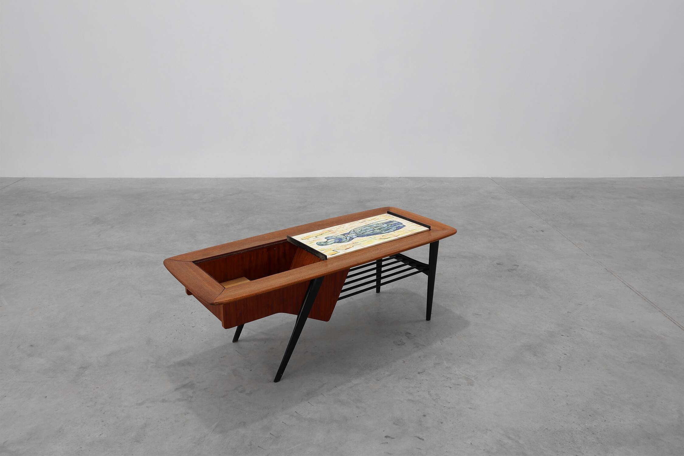 Coffee Table model 210, teak wood and ceramic,by Alfred Hendrickx, Belform