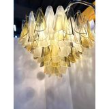 Venetian Amber and Fumè Multicolor “Rondini” Murano Glass Chandelier