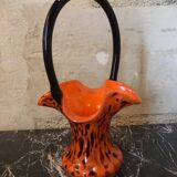 Blown glass basket vase