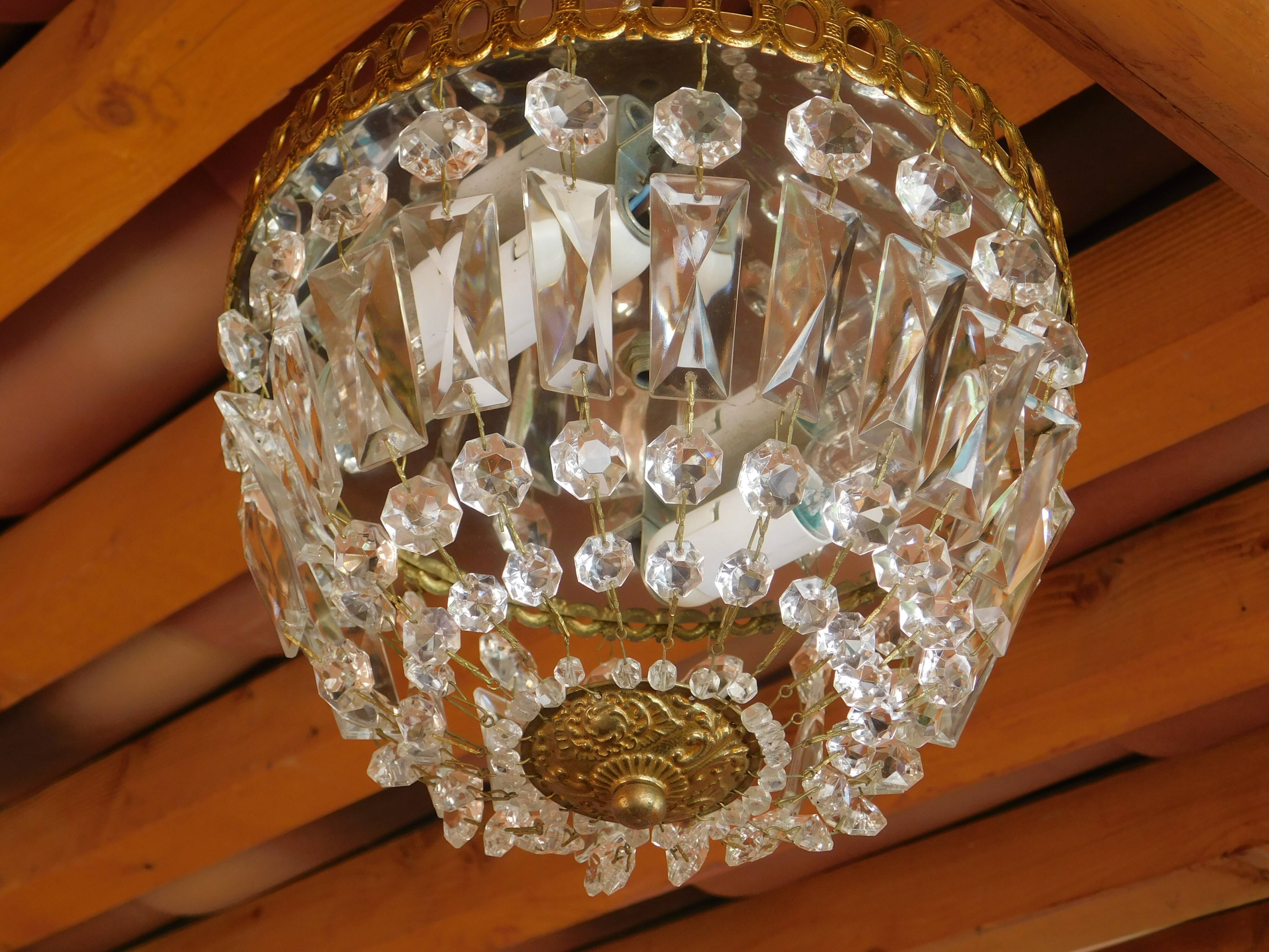 Lustre pampilles corbeille