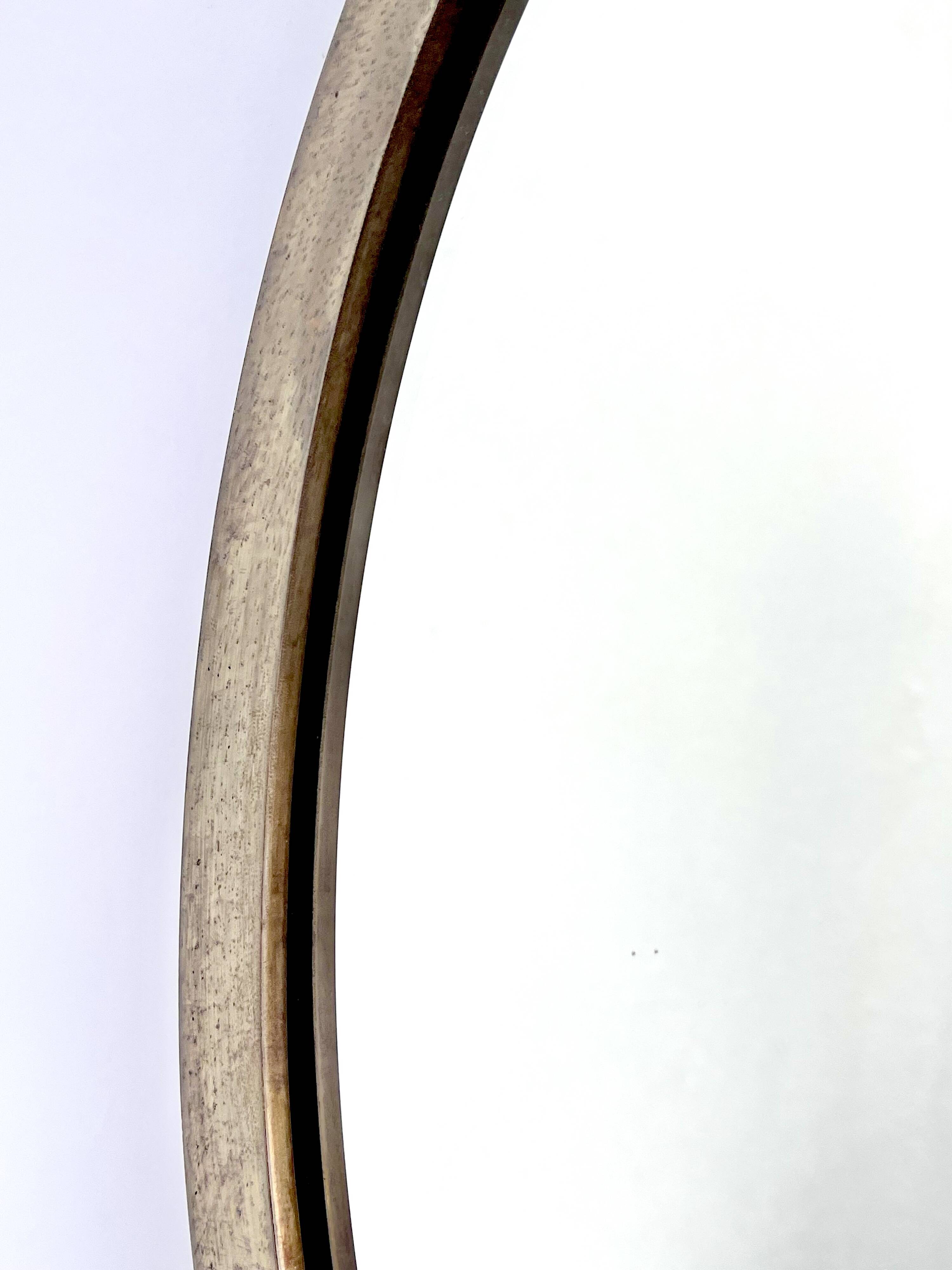 Oval Patinated Bronze Mirror 1950